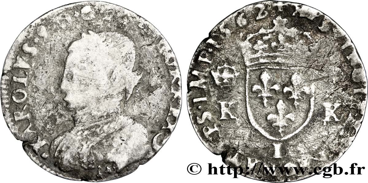 CHARLES IX Demi-teston, 4e type 1562 Bayonne TB