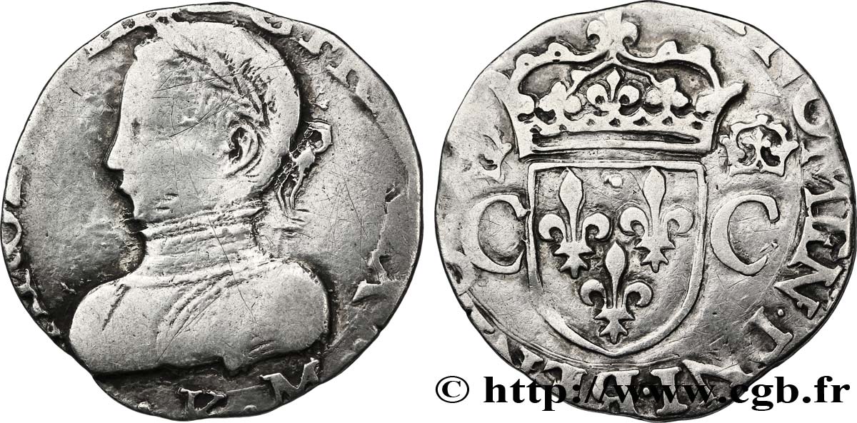 CHARLES IX Demi-teston, 2e type n.d. Bordeaux fSS