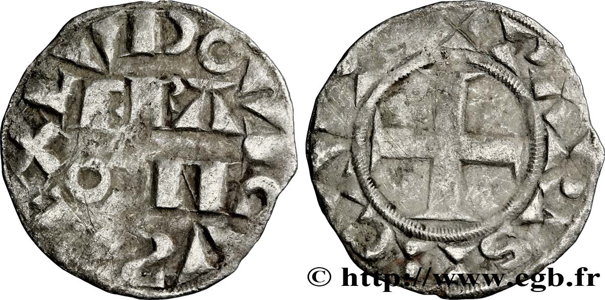 LOUIS VII LE JEUNE Denier parisis, 3e type n.d. Paris TB+