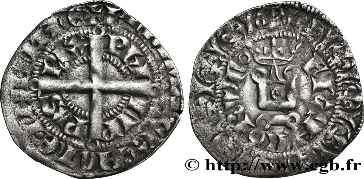 PHILIPPE VI DE VALOIS Gros à la couronne n.d. s.l. TTB