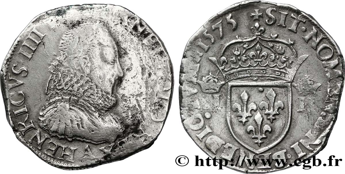 HENRY III Teston, 3e type 1575 Paris F