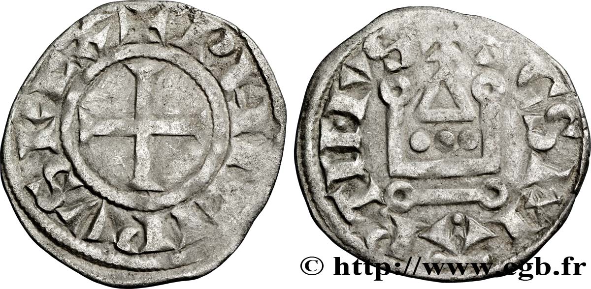TOURAINE - SAINT-MARTIN DE TOURS - PHILIPPE II AUGUSTE Denier tournois n.d. Saint-Martin de Tours TB+