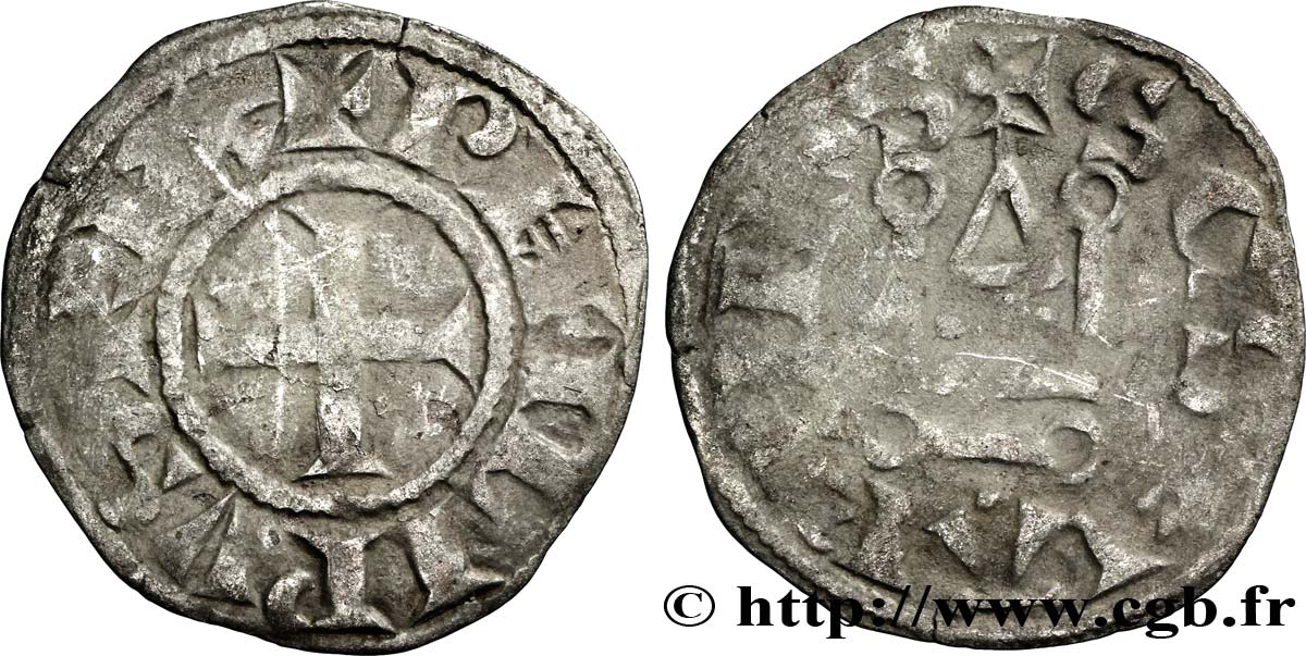 TOURAINE - SAINT-MARTIN DE TOURS - PHILIPPE II AUGUSTE Denier tournois n.d. Saint-Martin de Tours TB+