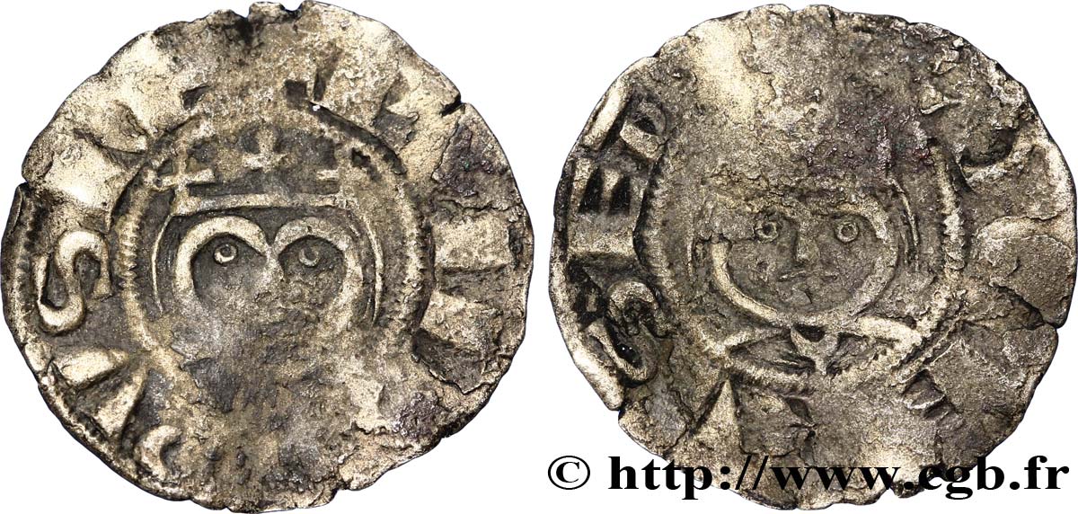 PHILIPPE II AUGUSTE ET ROGER II DE ROSOI Denier n.d. Laon bry_276630