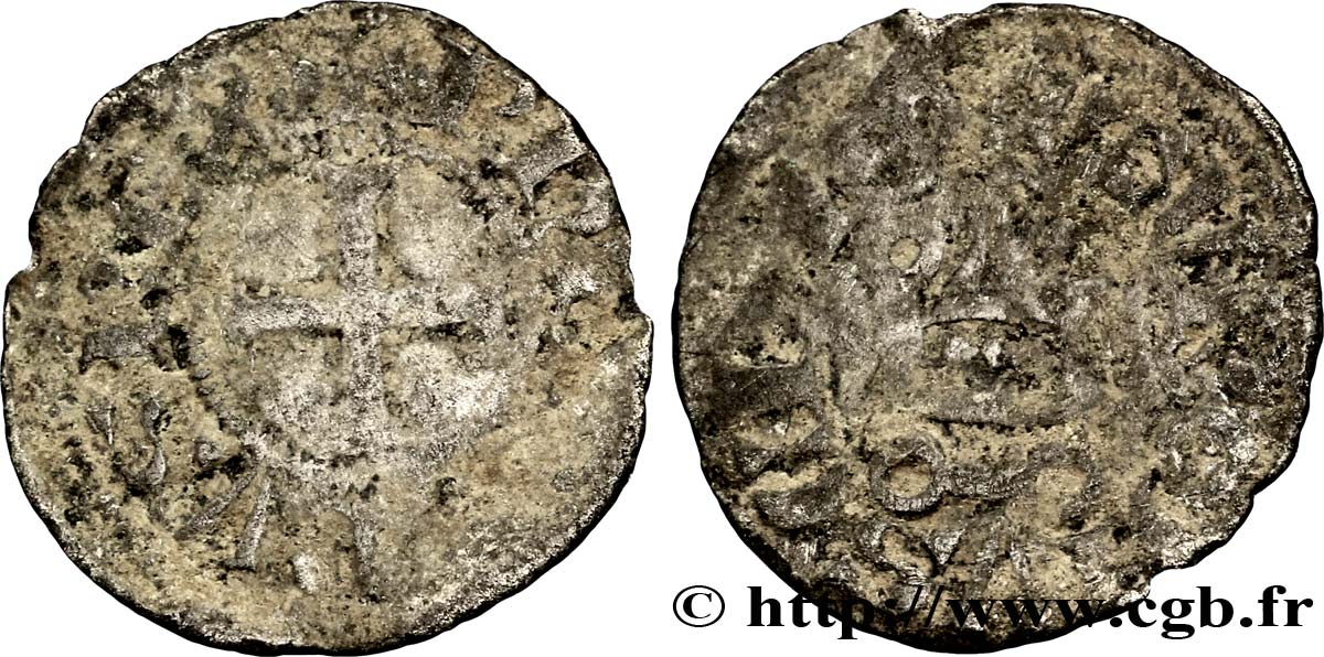 PHILIPPE III LE HARDI ET PHILIPPE IV LE BEL - MONNAYAGE COMMUN (à partir de 1280) Obole tournois à l O rond n.d. s.l. B