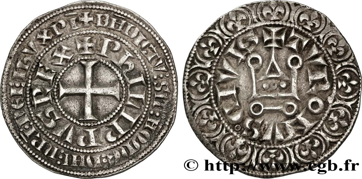 PHILIPPE IV LE BEL Gros tournois à l&nbsp;O rond n.d. s.l. TTB