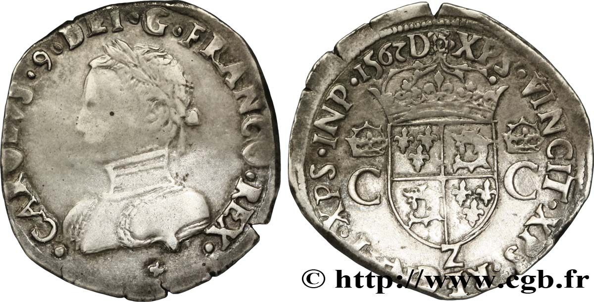 CHARLES IX Teston du Dauphiné 1562 Grenoble TTB/TTB+