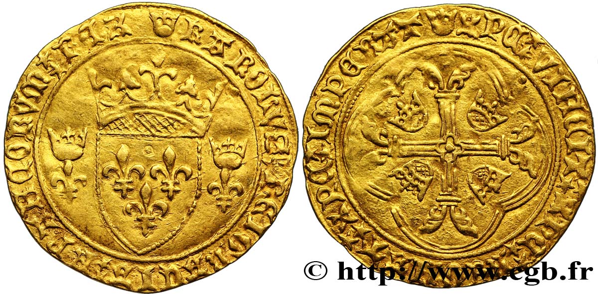 CHARLES VII LE VICTORIEUX Écu d or à la couronne ou écu neuf n.d. Montpellier TTB