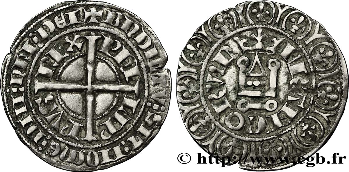 PHILIPPE VI DE VALOIS Gros à la couronne n.d. s.l. TTB/TB+