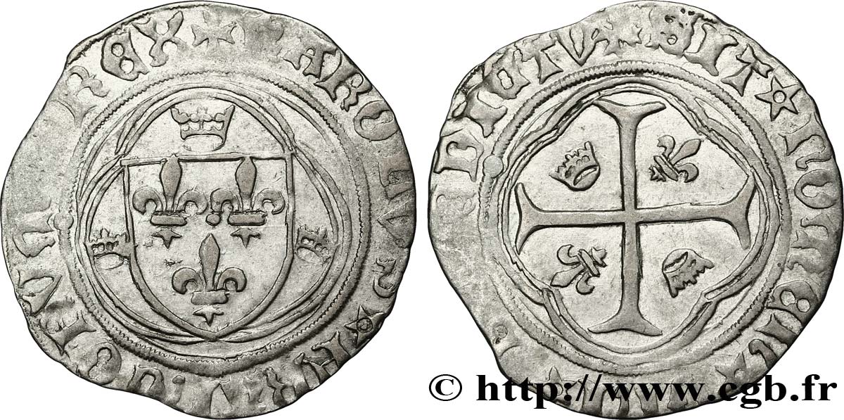 CHARLES VII LE VICTORIEUX Blanc à la couronne n.d. Tournai TTB