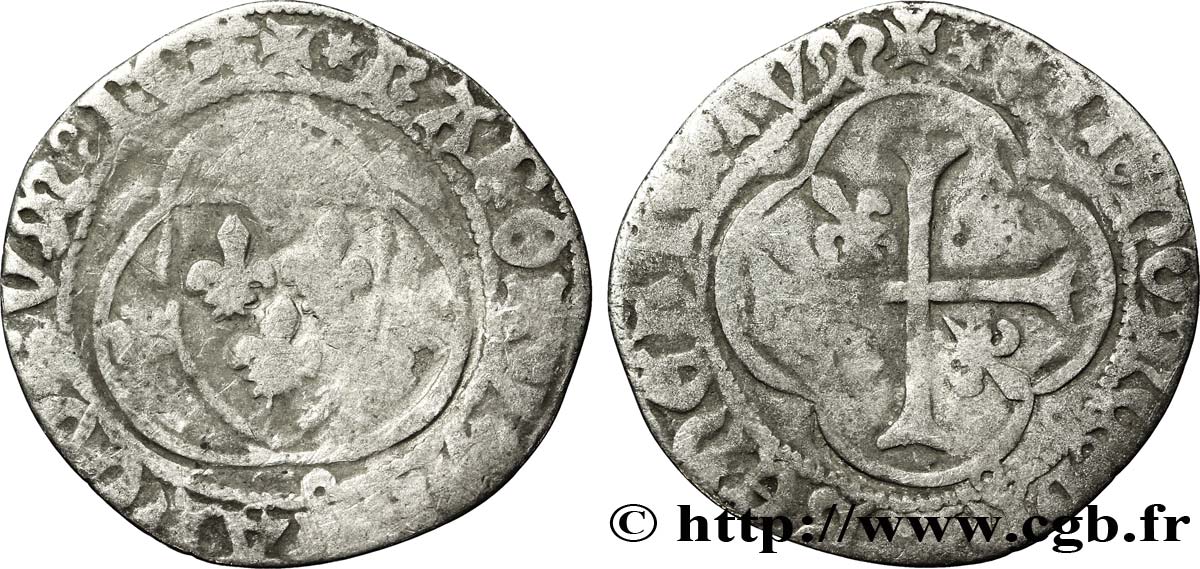 CHARLES VII LE VICTORIEUX Blanc à la couronne n.d. La Rochelle B+