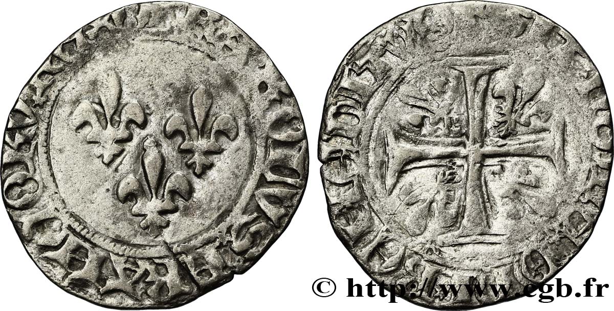 CHARLES VII LE VICTORIEUX Blanc aux trois lis n.d. Orléans TTB