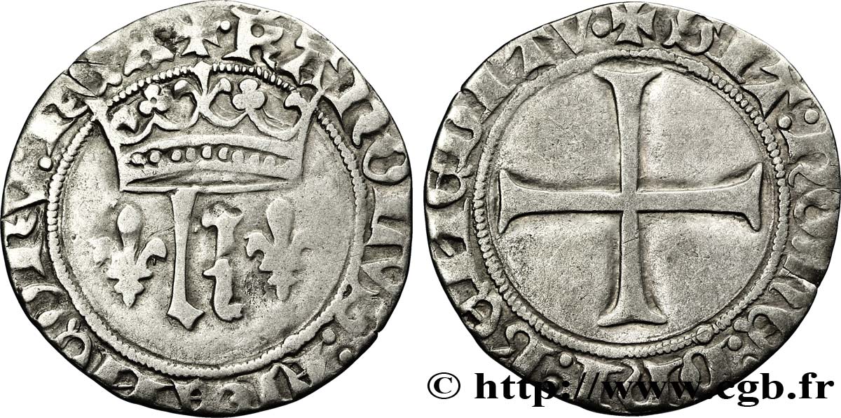CHARLES VII LE VICTORIEUX Blanc au K ou des  gens d armes  n.d. Poitiers TTB