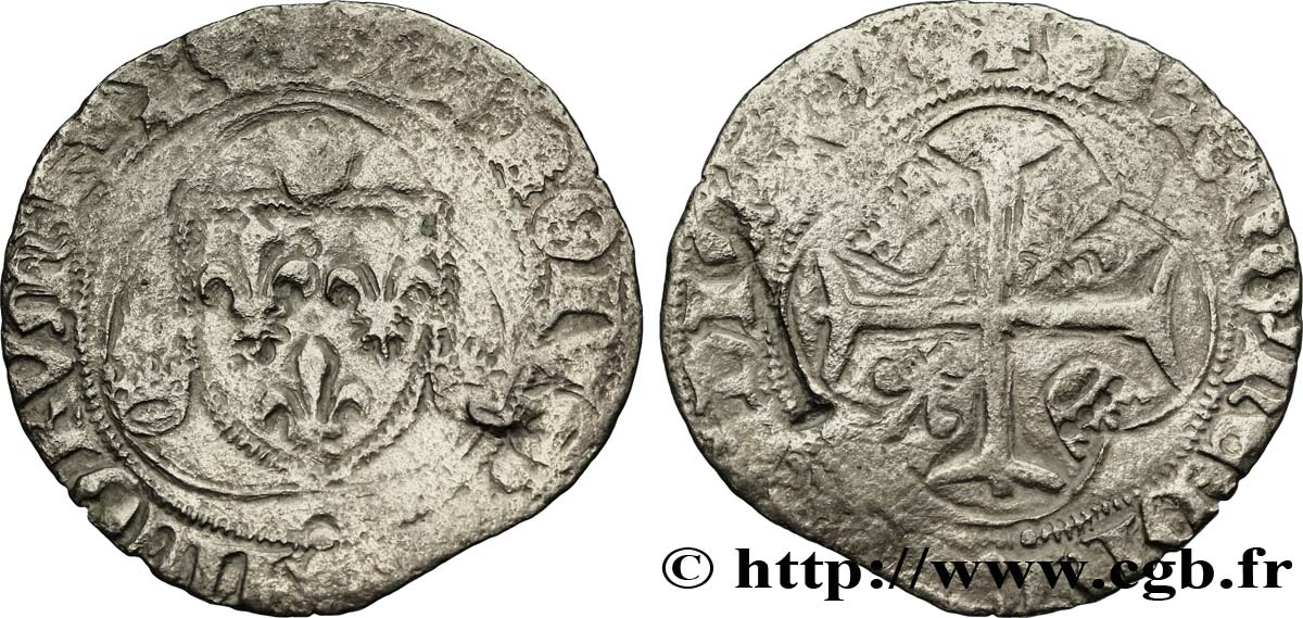 CHARLES VII LE VICTORIEUX Blanc à la couronne n.d. Limoges B+