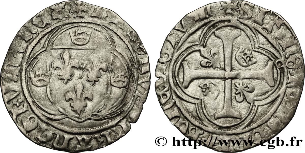 CHARLES VII LE VICTORIEUX Blanc à la couronne n.d. Toulouse TB+