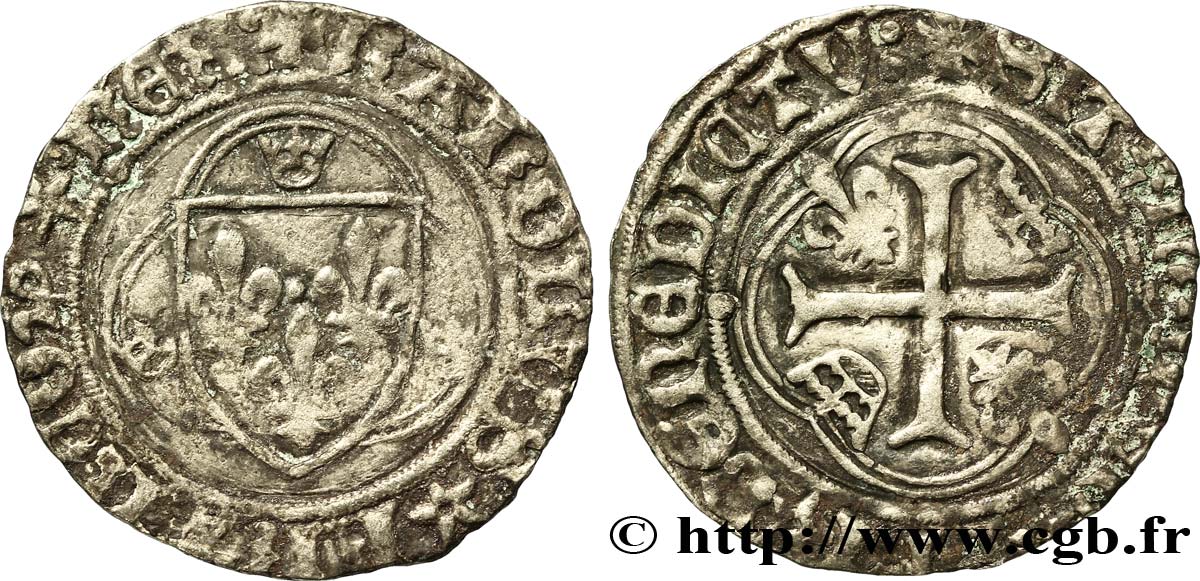 CHARLES VIII Blanc à la couronne n.d. Rouen TB