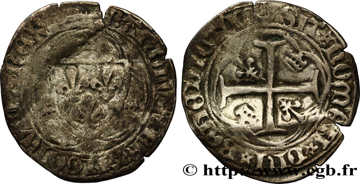 CHARLES VII LE VICTORIEUX Blanc à la couronne n.d. Bordeaux B+/TB