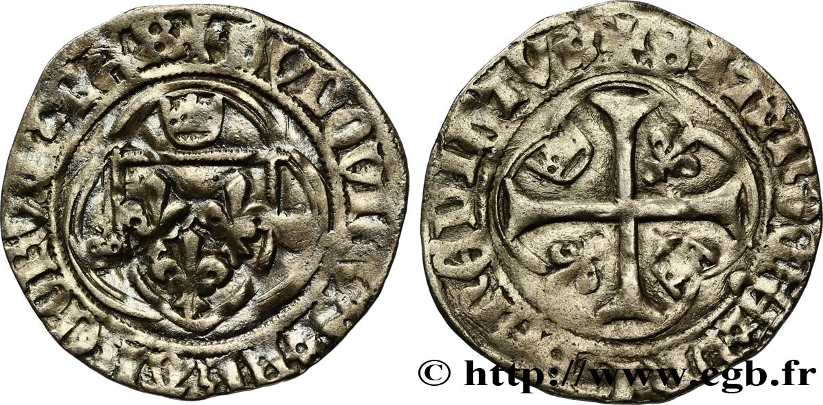 LOUIS XI LE PRUDENT Blanc à la couronne n.d. Angers TB+