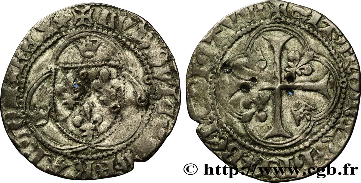 LOUIS XI LE PRUDENT Blanc à la couronne n.d. Toulouse TB