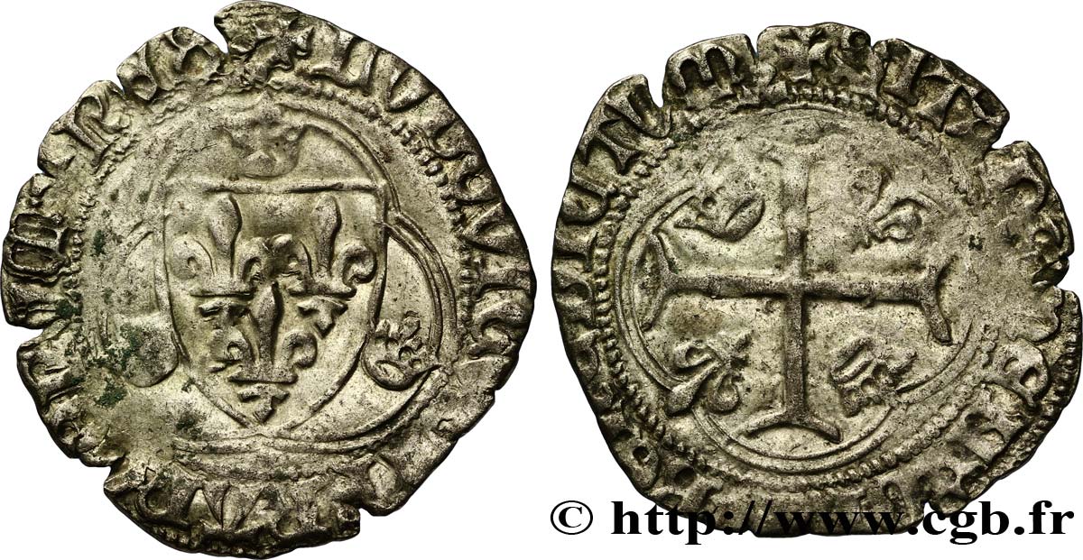 LOUIS XI LE PRUDENT Blanc à la couronne n.d. Lyon TTB