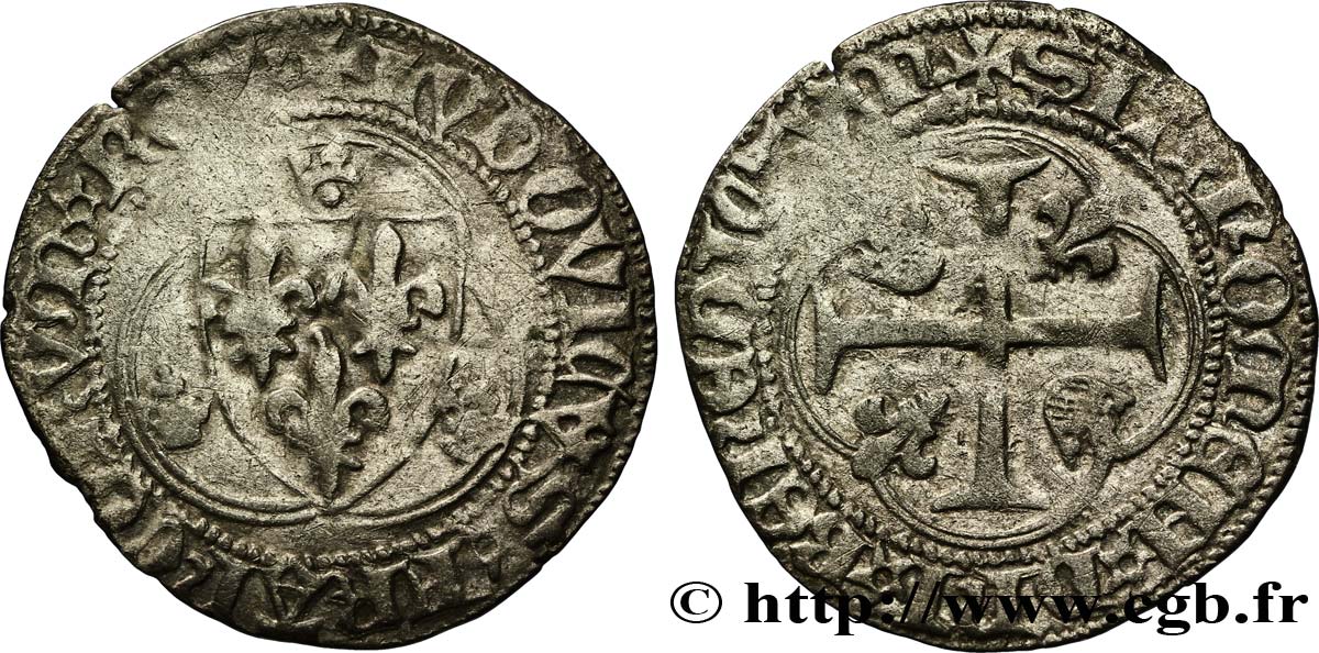 LOUIS XI LE PRUDENT Blanc à la couronne n.d. Lyon TTB