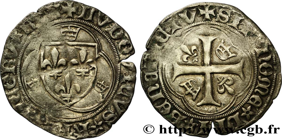 LOUIS XI LE PRUDENT Blanc à la couronne n.d. Paris TTB