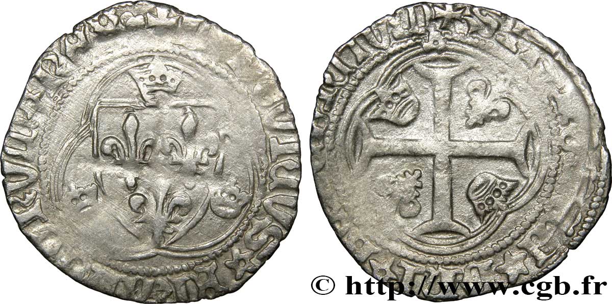 LOUIS XI LE PRUDENT Blanc à la couronne n.d. Lyon TB