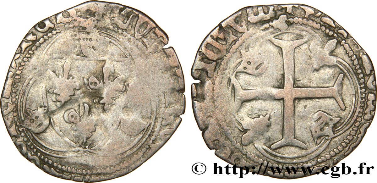 LOUIS XI LE PRUDENT Blanc à la couronne n.d. Lyon TB