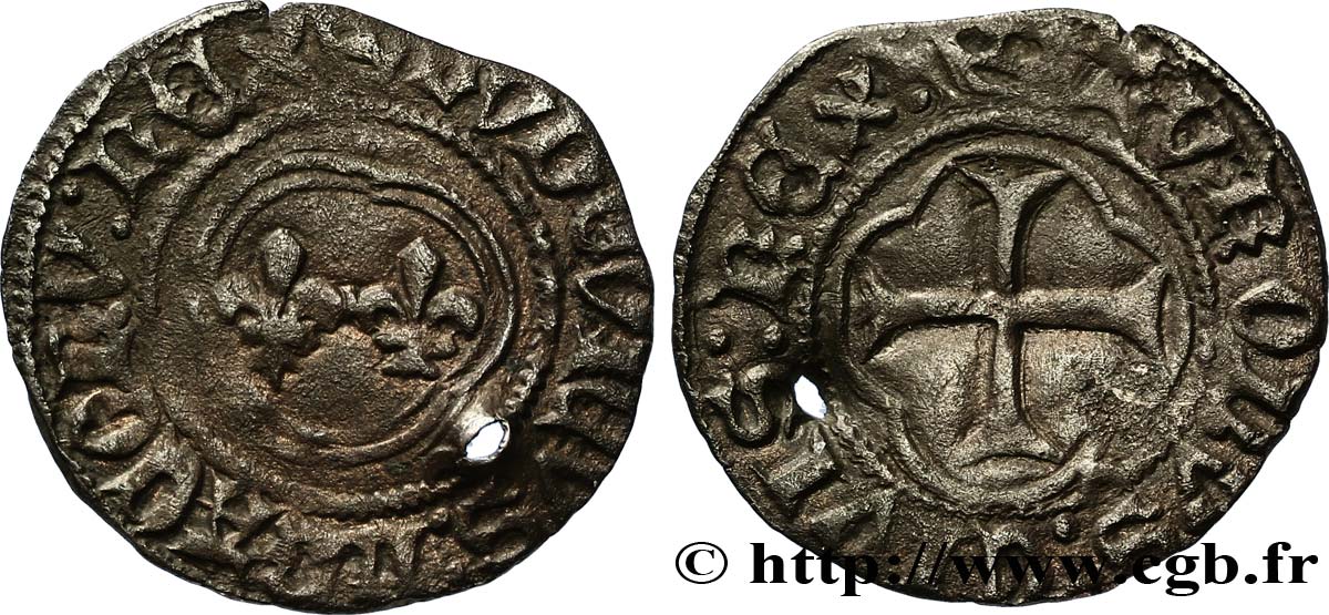 LOUIS XI LE PRUDENT Denier tournois  n.d. Angers TTB
