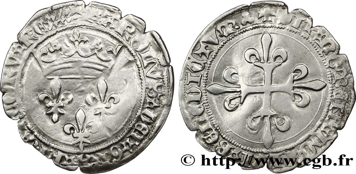 CHARLES VII LE VICTORIEUX Gros de roi dit de &nbsp;Jacques Cœur&nbsp; n.d. Lyon TB+
