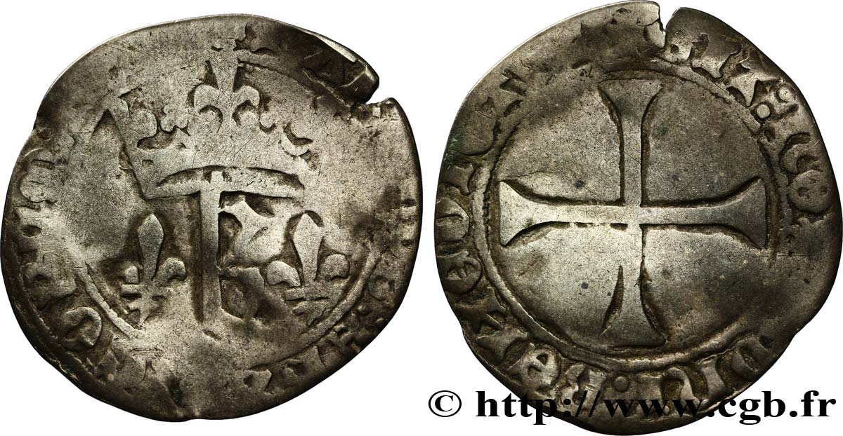 CHARLES VII LE VICTORIEUX Blanc au K ou des  gens d armes  n.d. Tours B+