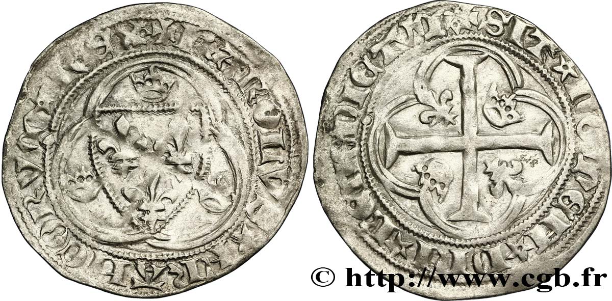 CHARLES VII LE VICTORIEUX Blanc à la couronne n.d. Tournai TTB