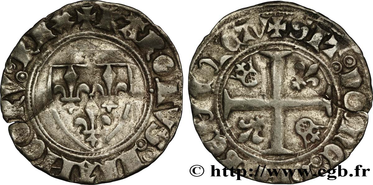 CHARLES VI LE FOU OU LE BIEN AIMÉ Blanc dit &nbsp;guénar&nbsp; n.d. Toulouse TB+