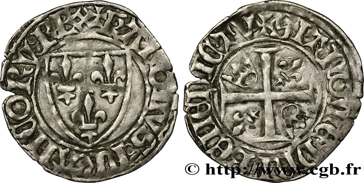 CHARLES VI LE FOU OU LE BIEN AIMÉ Blanc dit &nbsp;guénar&nbsp; n.d. Rouen TB+