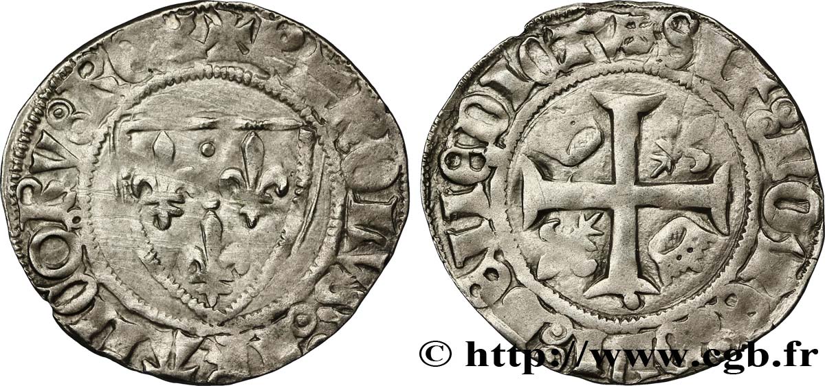 CHARLES VI LE FOU OU LE BIEN AIMÉ Blanc dit &nbsp;guénar&nbsp; n.d. Troyes TB