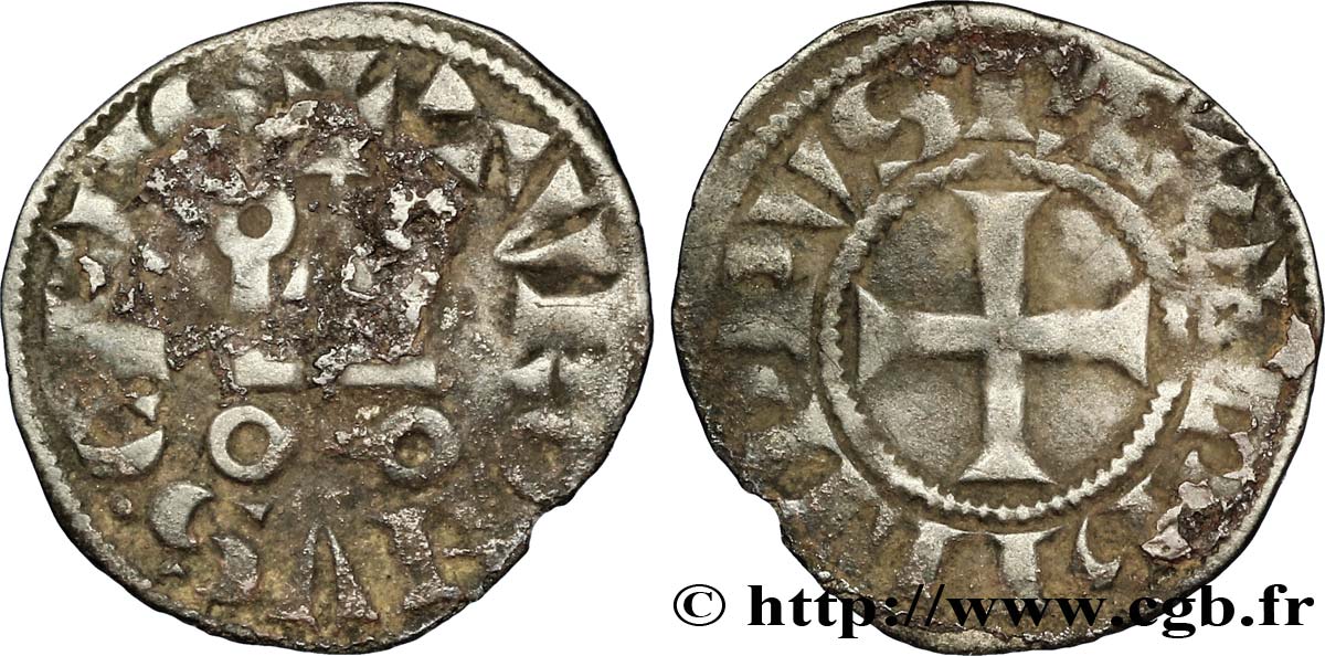 PHILIPPE III LE HARDI ET PHILIPPE IV LE BEL - MONNAYAGE COMMUN (à partir de 1280) Obole tournois à l&nbsp;O rond n.d. s.l. TB