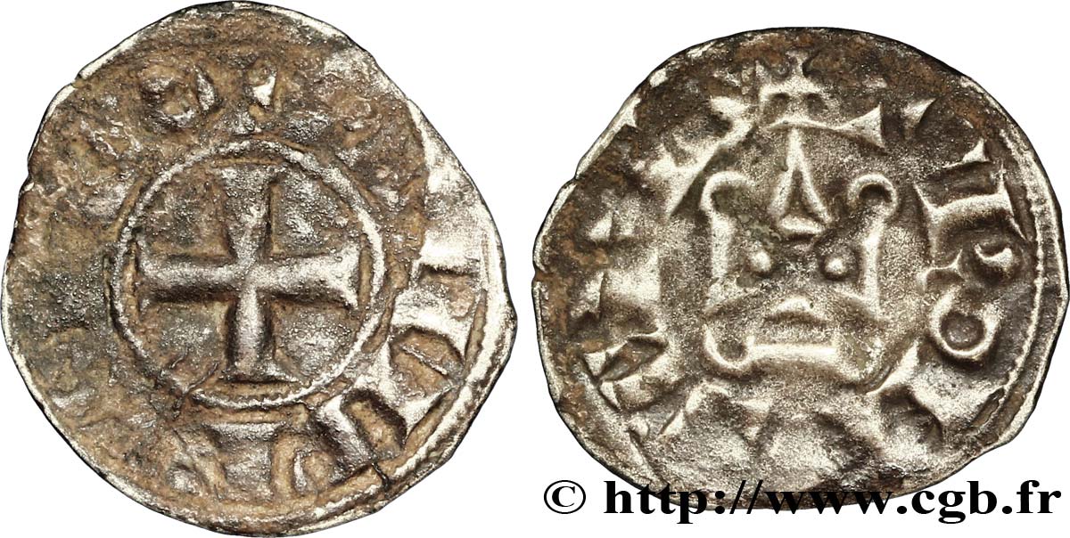 PHILIPPE III LE HARDI ET PHILIPPE IV LE BEL - MONNAYAGE COMMUN (à partir de 1280) Obole tournois à l O rond n.d. s.l. TB