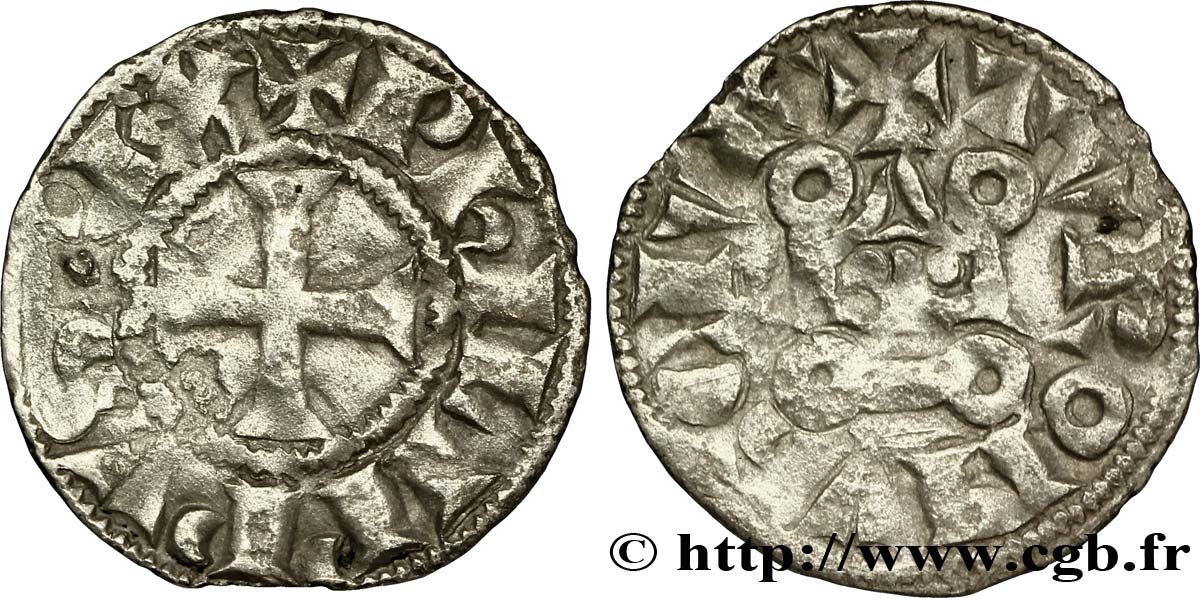 PHILIPPE III LE HARDI ET PHILIPPE IV LE BEL - MONNAYAGE COMMUN (à partir de 1280) Denier tournois à l&nbsp;O rond n.d. s.l. TTB