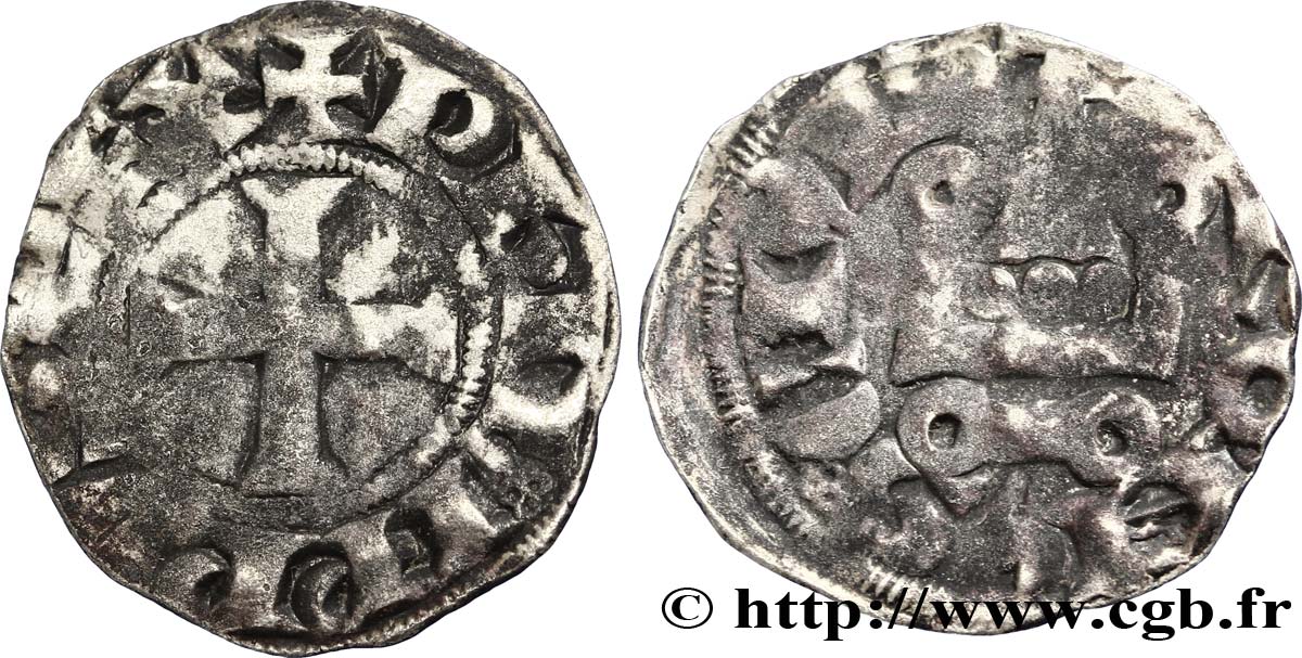 PHILIPP III  THE BOLD  AND PHILIPP IV  THE FAIR  Denier tournois à l O rond n.d. s.l. S