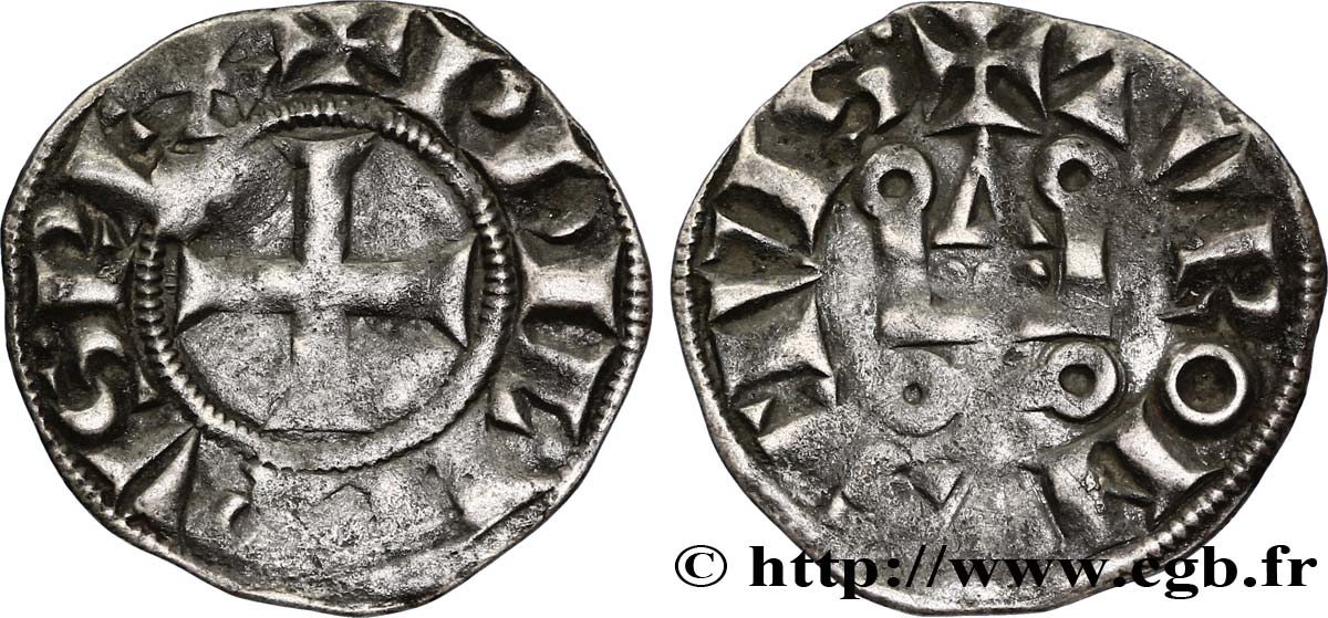 PHILIPPE III LE HARDI ET PHILIPPE IV LE BEL - MONNAYAGE COMMUN (à partir de 1280) Denier tournois à l&nbsp;O rond n.d. s.l. TTB