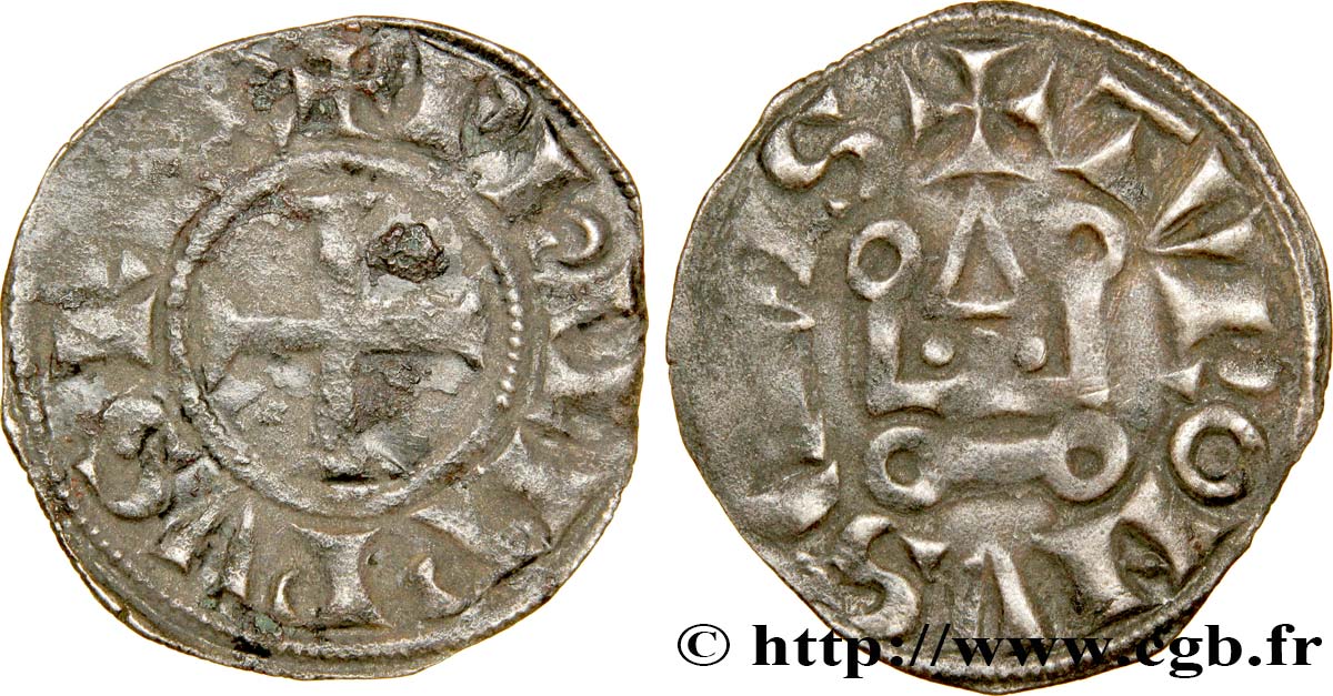 PHILIPPE III LE HARDI ET PHILIPPE IV LE BEL - MONNAYAGE COMMUN (à partir de 1280) Denier tournois à l O rond n.d. s.l. TB