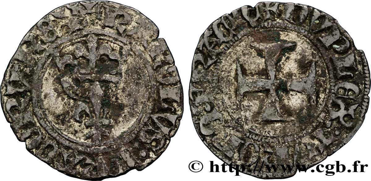 CHARLES VI LE FOU OU LE BIEN AIMÉ Double tournois dit  niquet  n.d. Paris TB