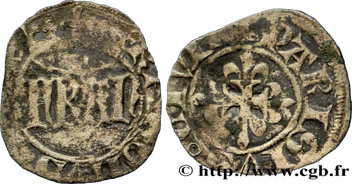 CHARLES VI LE FOU OU LE BIEN AIMÉ Denier parisis n.d. s.l. TB