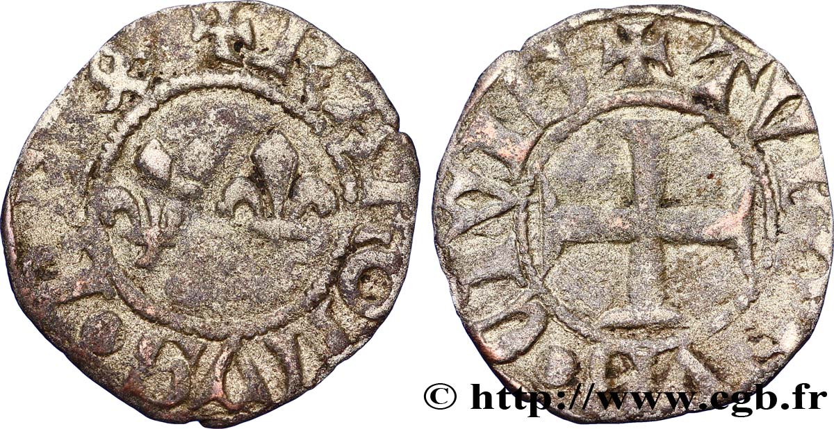 CHARLES VI LE FOU OU LE BIEN AIMÉ Denier tournois n.d. Atelier indéterminé TB