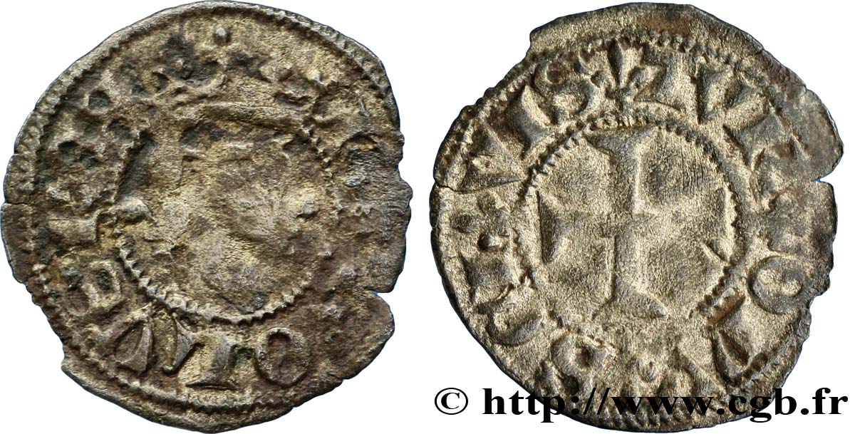 CHARLES VI LE FOU OU LE BIEN AIMÉ Denier tournois n.d. Atelier indetérminé TB+