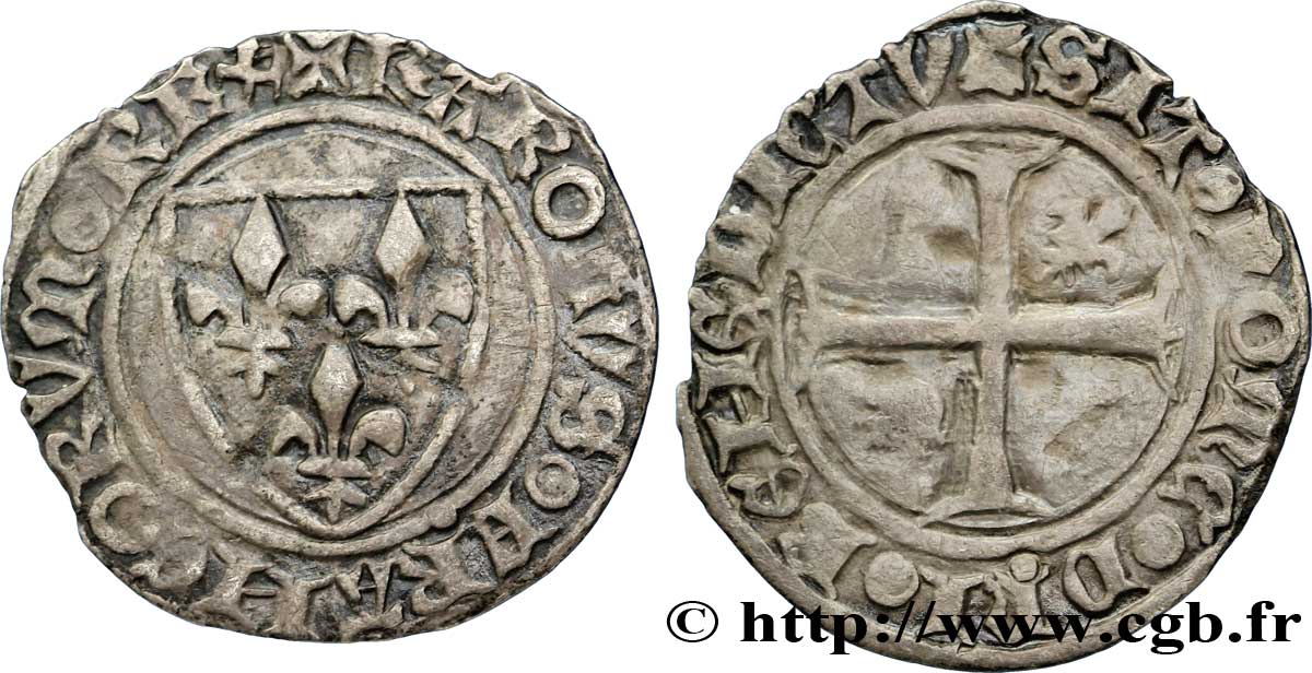 CHARLES VI LE FOU OU LE BIEN AIMÉ Demi-guénar n.d. La Rochelle TTB/TB+