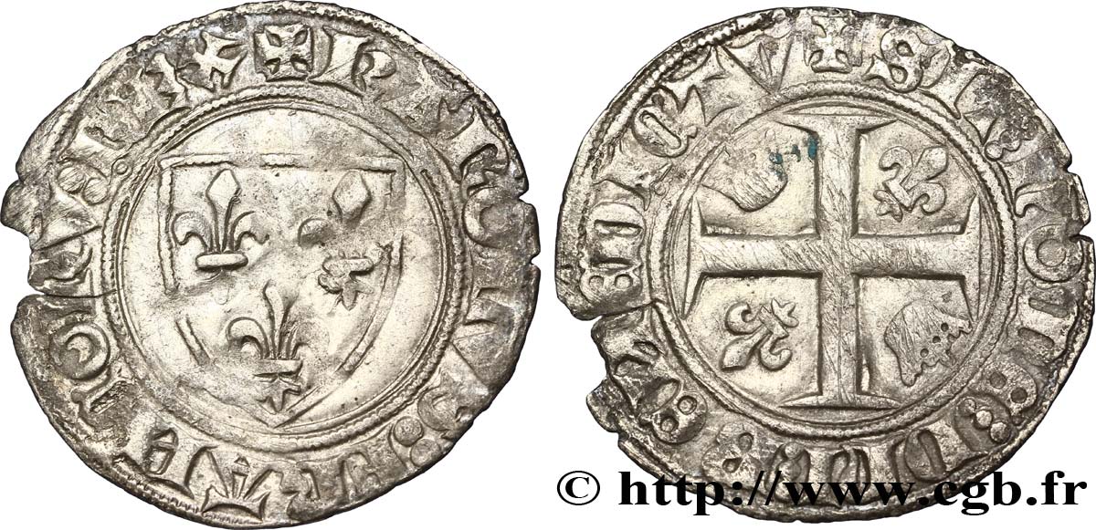 CHARLES VI LE FOU OU LE BIEN AIMÉ Blanc dit &nbsp;guénar&nbsp; n.d. Tournai TB+