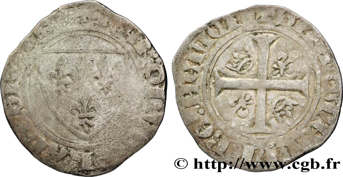 CHARLES VI LE FOU OU LE BIEN AIMÉ Blanc dit &nbsp;guénar&nbsp; n.d. Mâcon B+/TB
