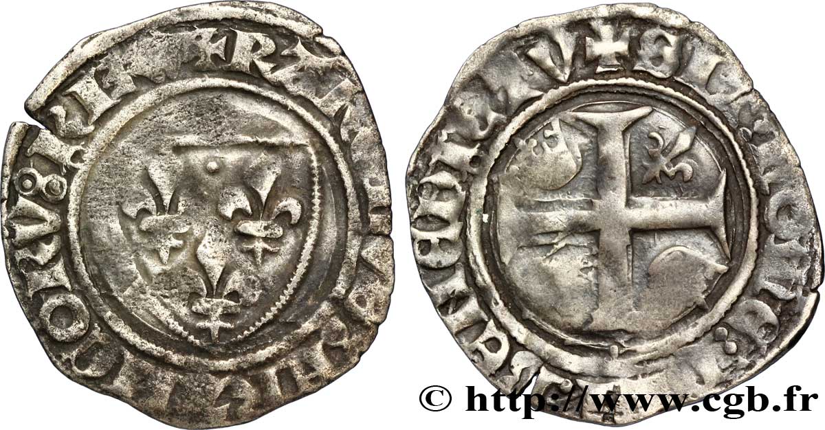 CHARLES VI LE FOU OU LE BIEN AIMÉ Blanc dit &nbsp;guénar&nbsp; n.d. Tournai TB