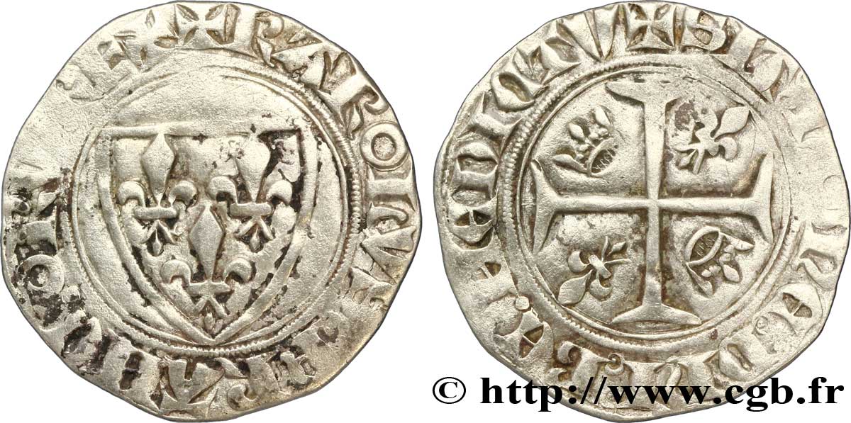 CHARLES VI LE FOU OU LE BIEN AIMÉ Blanc dit  guénar  n.d. Mâcon TB